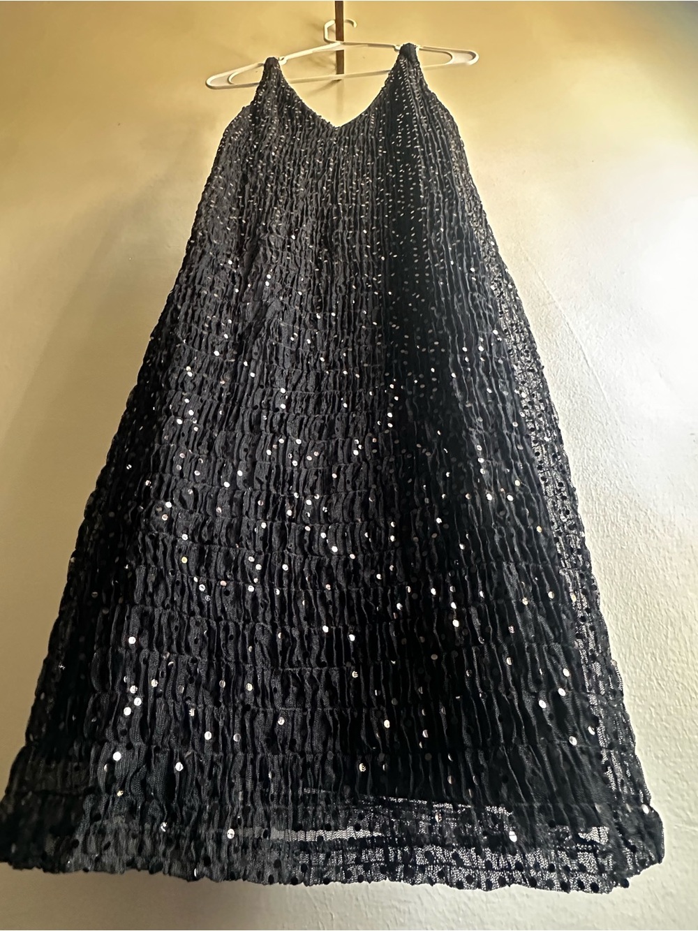 Ralph Lauren Black Sequin V-Neck Midi Cocktail Dress - Picture 5 of 8